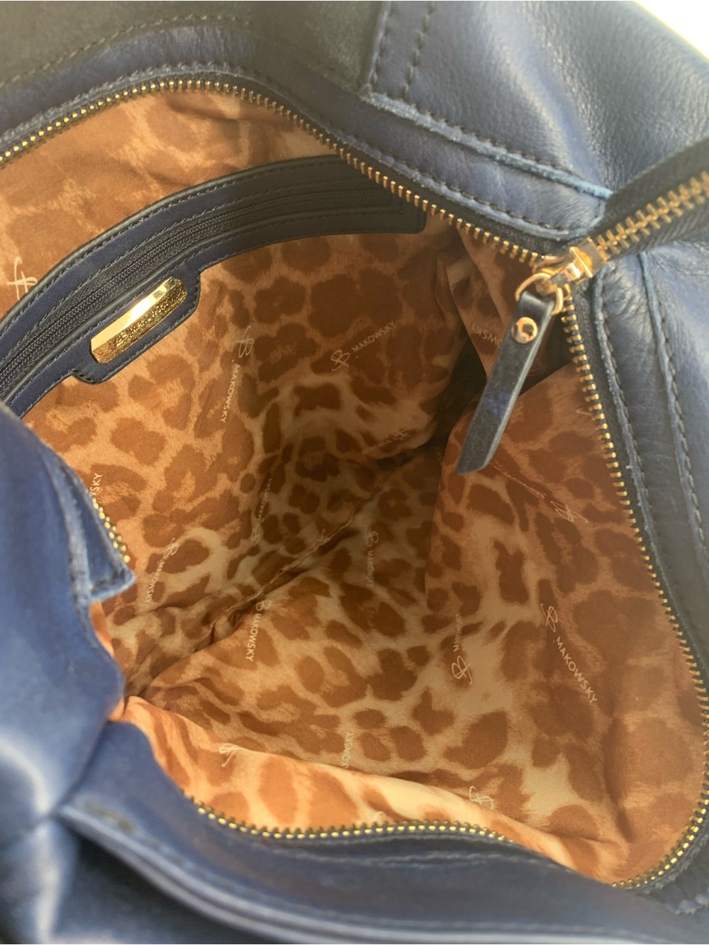 B Makowsky Shoulder Bag Blue Suede Leather - Picture 10 of 12